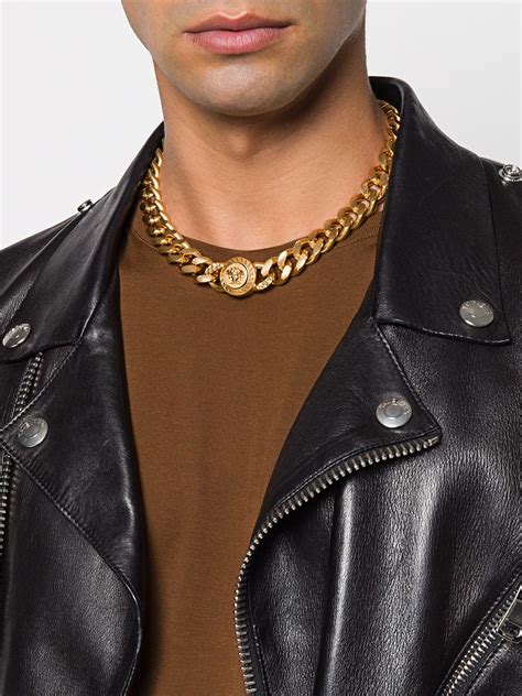 versace gold tone medusa necklace|versace lock statement necklace.